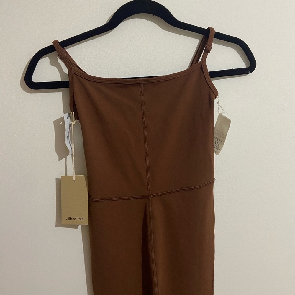Aritzia Divinity Flare Jumpsuit in Cognac